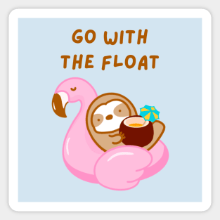 Go With the Float Coconut Drink Sloth Sticker